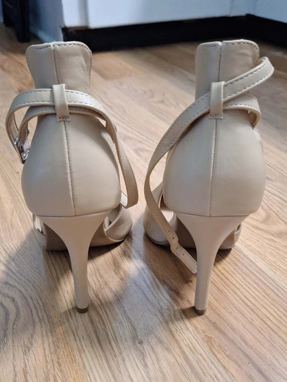 torrid Beige Pointed-Toe Ankle Strap Stiletto Heels